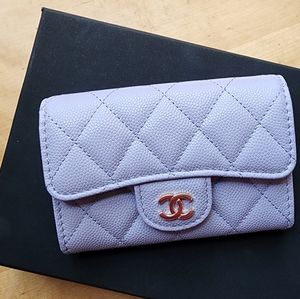 Caviar Leather Lavender Card Case